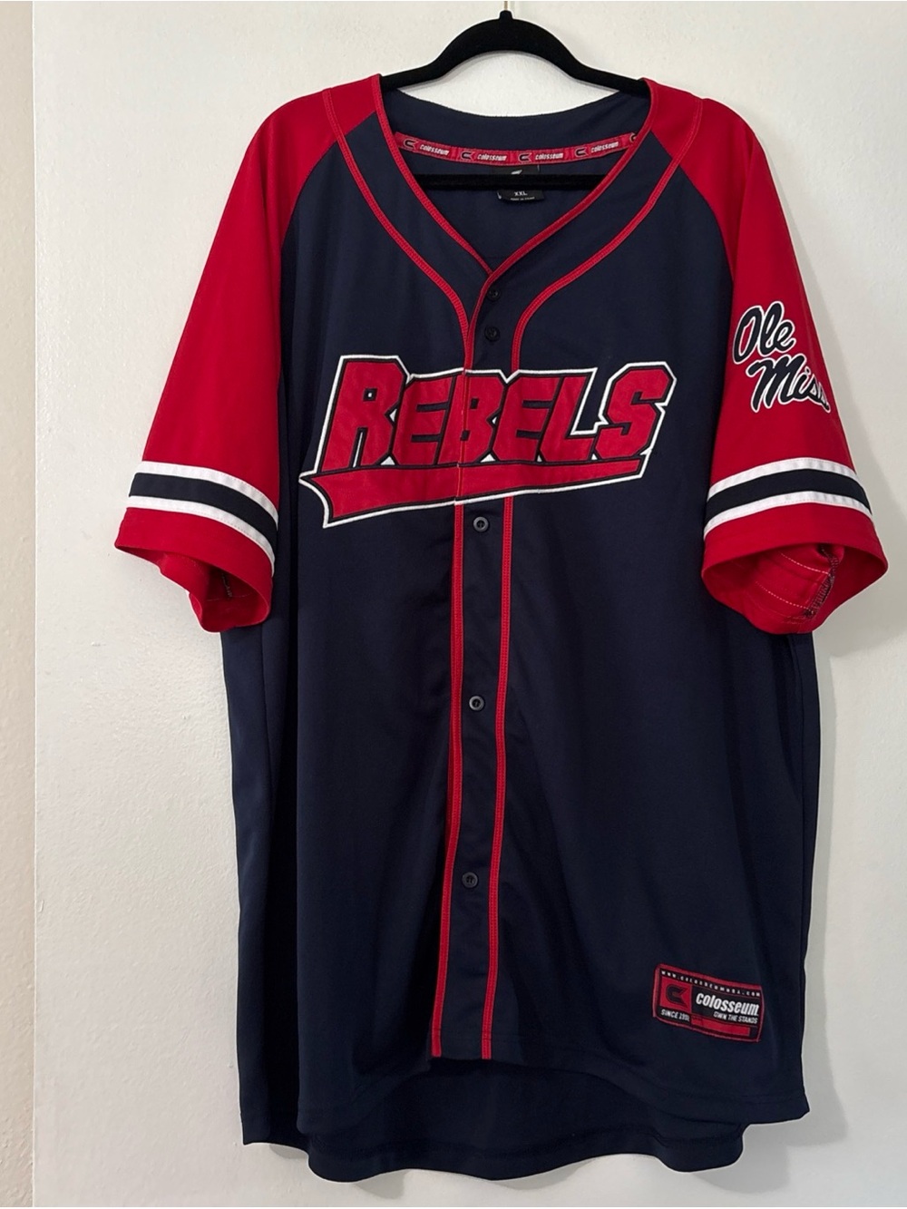 Ole miss rebels hotty totty baseball button jersey Colosseum